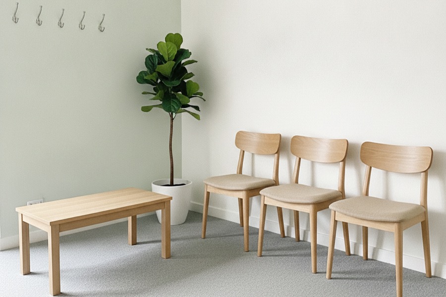 The waiting corner at Larkstone Physiotherapy
